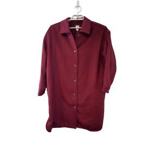 J Jill Pure Jill Bayberry ultra soft coat womens XL burgundy pockets